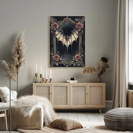 Gothic Elegance Bat And Roses Poster