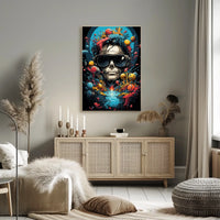 Futuristic Skull and Landscape Art Print Futuristic Sci-Fi Poster