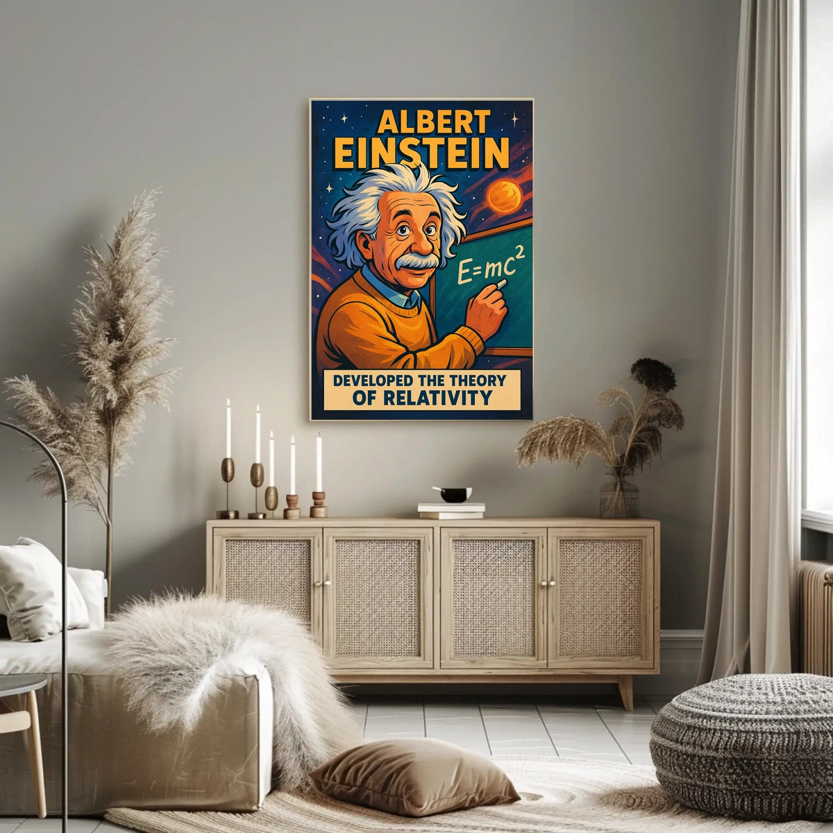 Einstein Relativity Theory Vintage Educational Poster