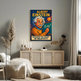 Einstein Relativity Theory Vintage Educational Poster