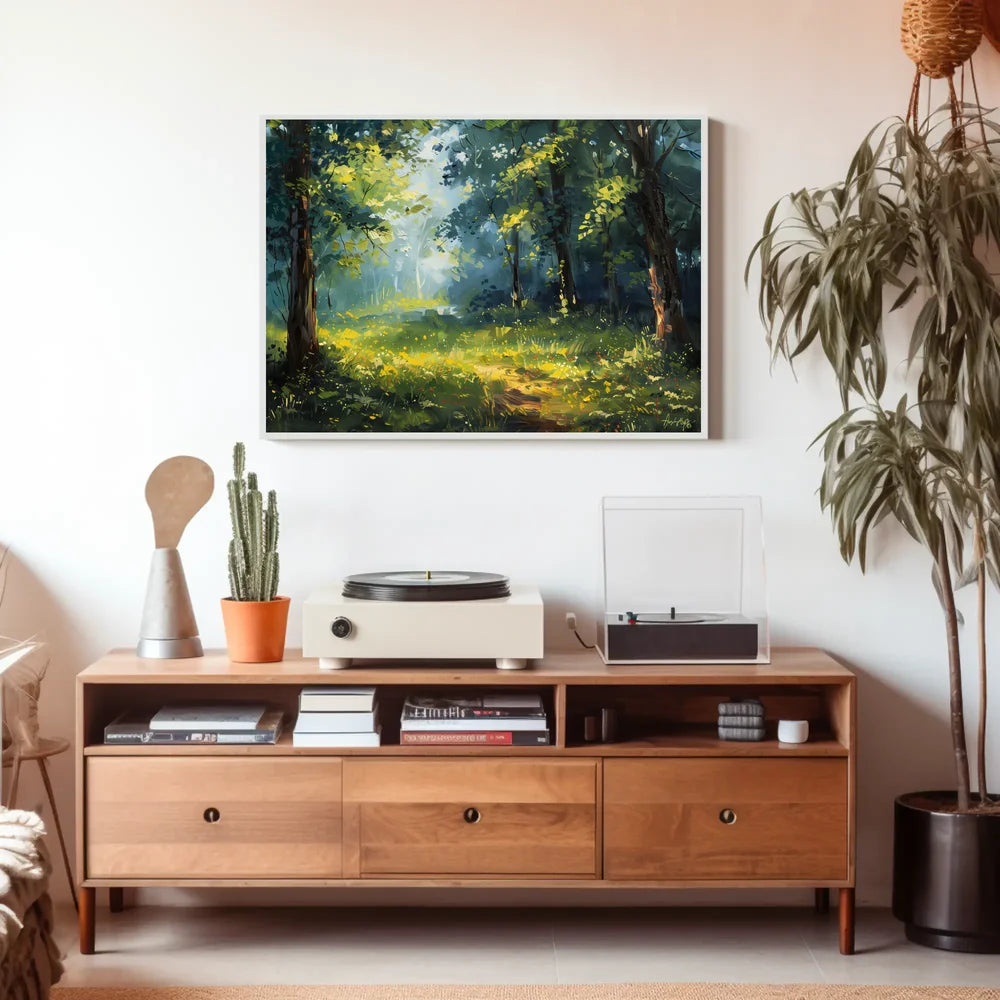 Serene Impressionist Forest Scene Art Poster