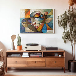 Cubist Abstract Face Art Poster: Vibrant Modern Design