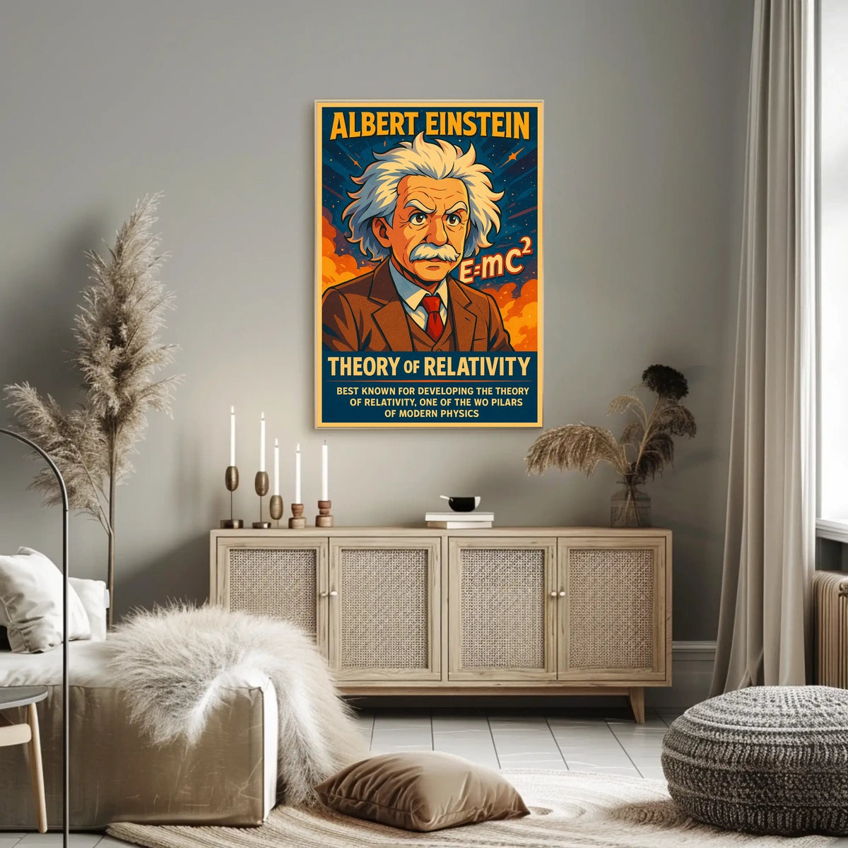 Albert Einstein Relativity Theory Cosmic Genius Inspiring Scientific Wall Art Decor Poster