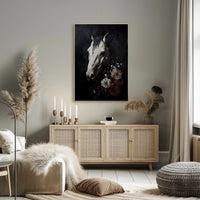 Striking Horse and Flowers Artistic Animal Poster PosterGoat