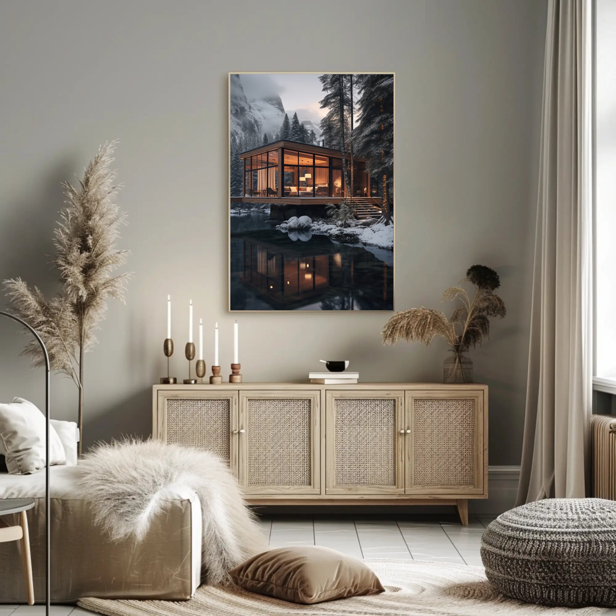 Cozy Winter Retreat in Forest Setting - Travel Poster