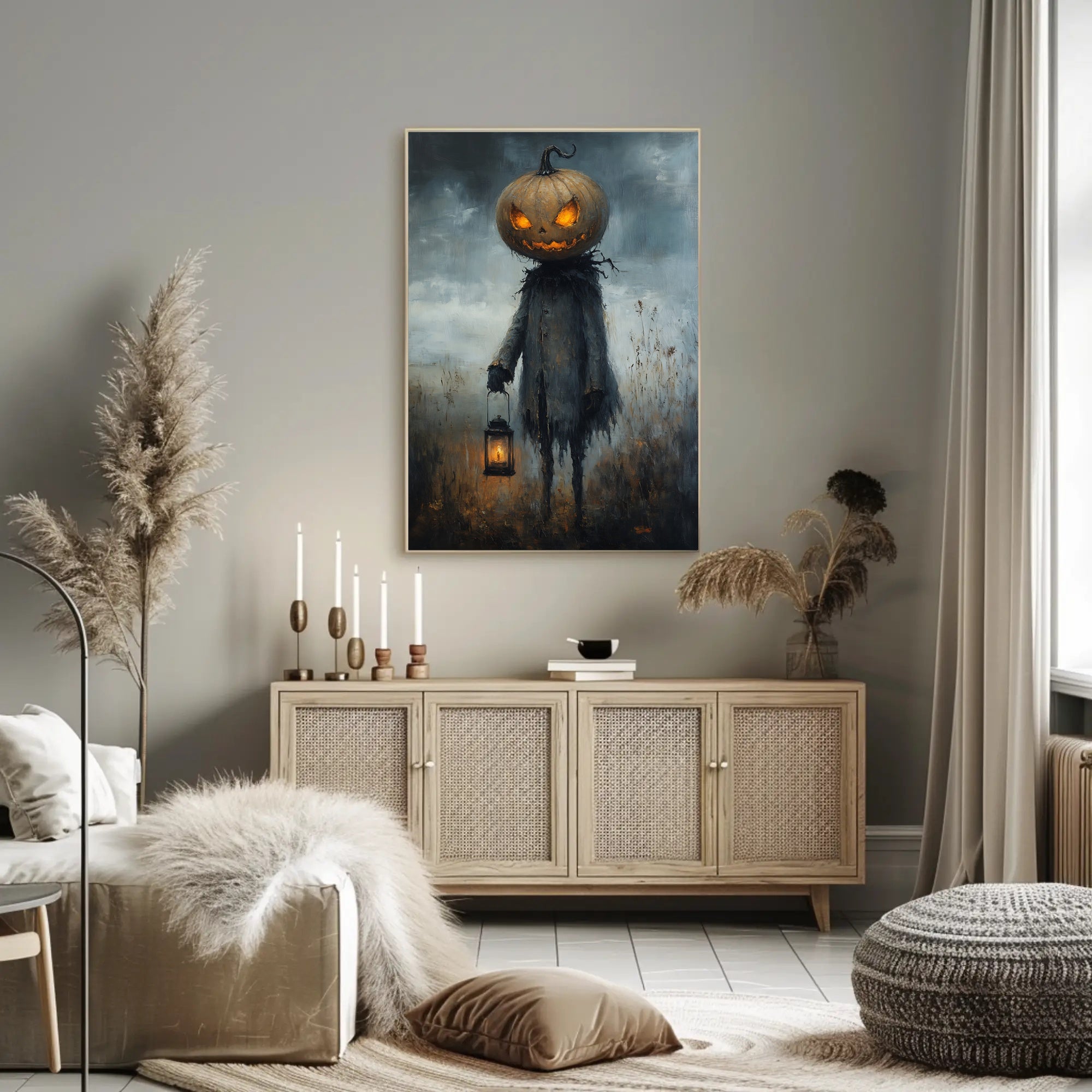 Halloween Jack Lantern Scarecrow Dark Artistic Poster