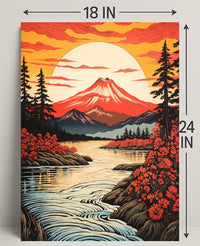 Majestic Mountain Sunset Poster PosterGoat