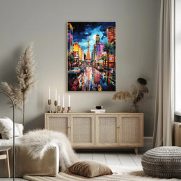 Vibrant Cityscape Nightlife Surreal Parisian Dream Artistic Poster