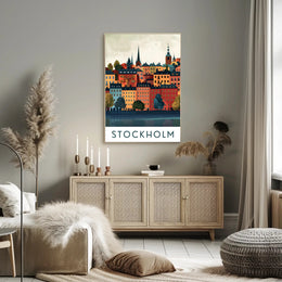 Stockholm Cityscape with Classic European Architecture Travel Poster