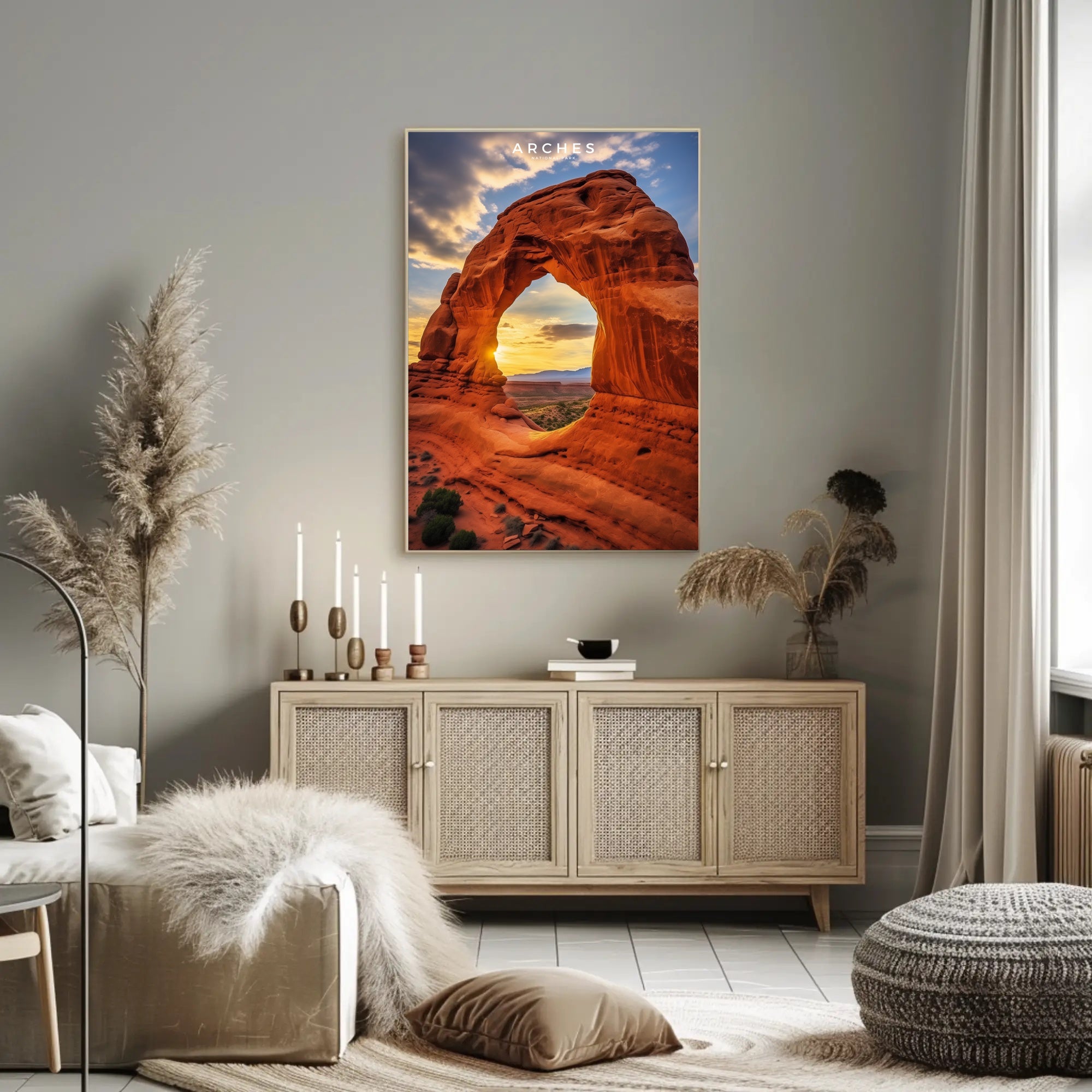 Arches National Park Sunset Poster Travel Wall Art
