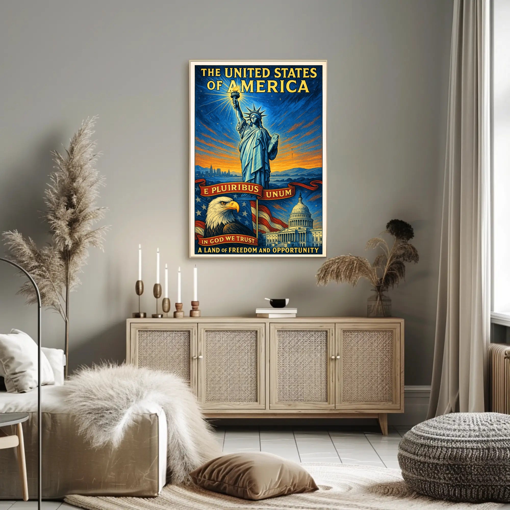 The United States of America Land of Freedom and Opportunity Poster PosterGoat