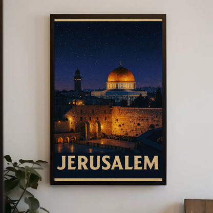 Jerusalem Dome Western Wall Night Sky Poster Poster