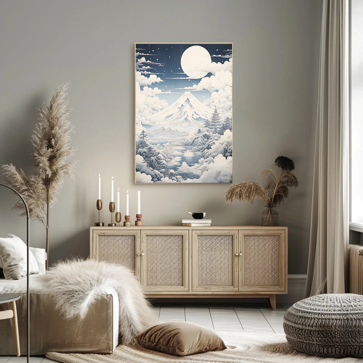 Serene Mount Fuji Nightscape Cultural or Heritage Poster