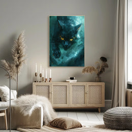 Mystical Black Cat Art Print Poster for Home Decor PosterGoat