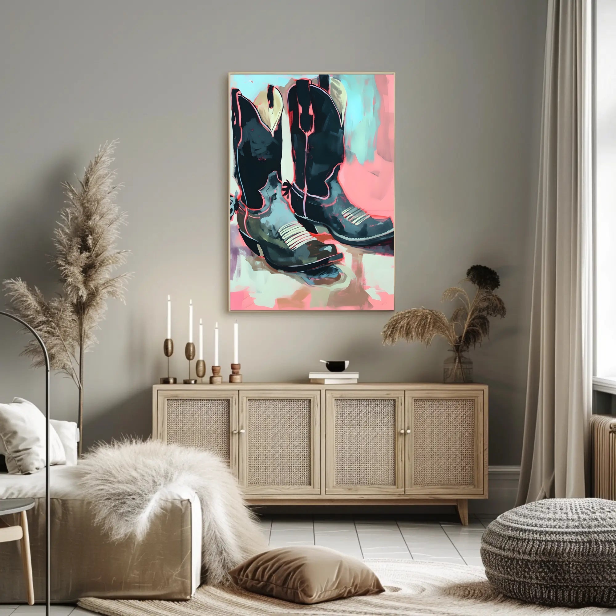 Cowboy Boots Poster Modern Abstract Art Print