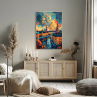 Romantic Stockholm Architecture Illustrated Travel Poster
