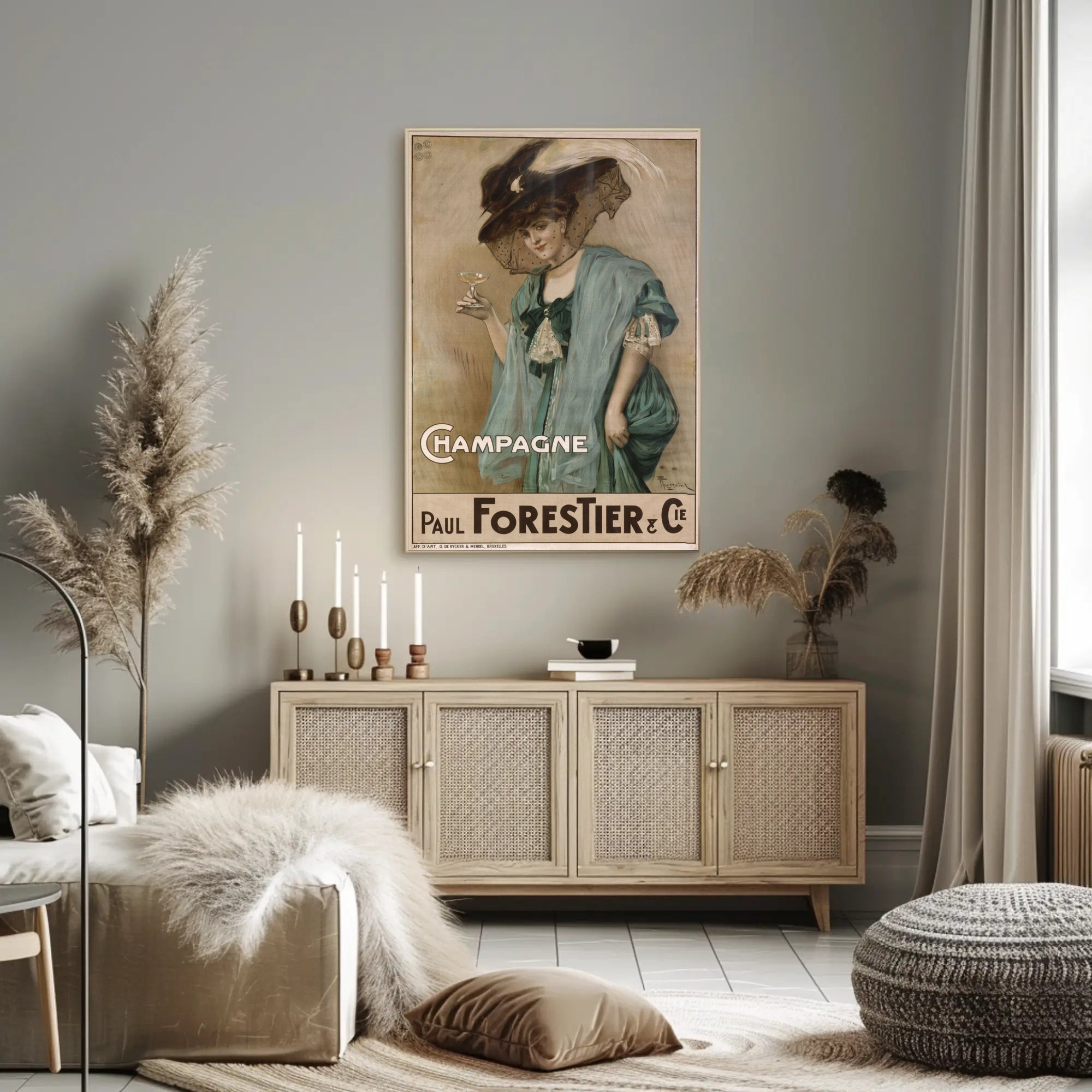 Champagne Elegance Vintage Poster Print