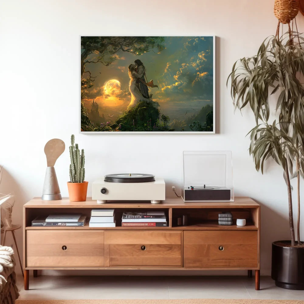 Romantic Fantasy Couple on Enchanted Hilltop Poster