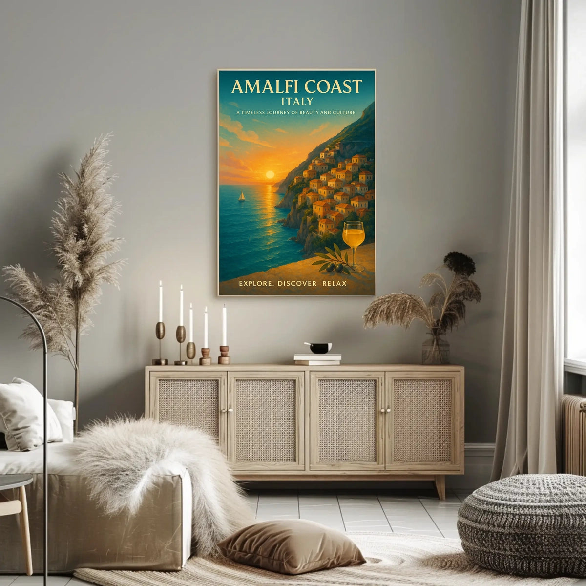 Amalfi Coast Sunset Beauty Culture Poster