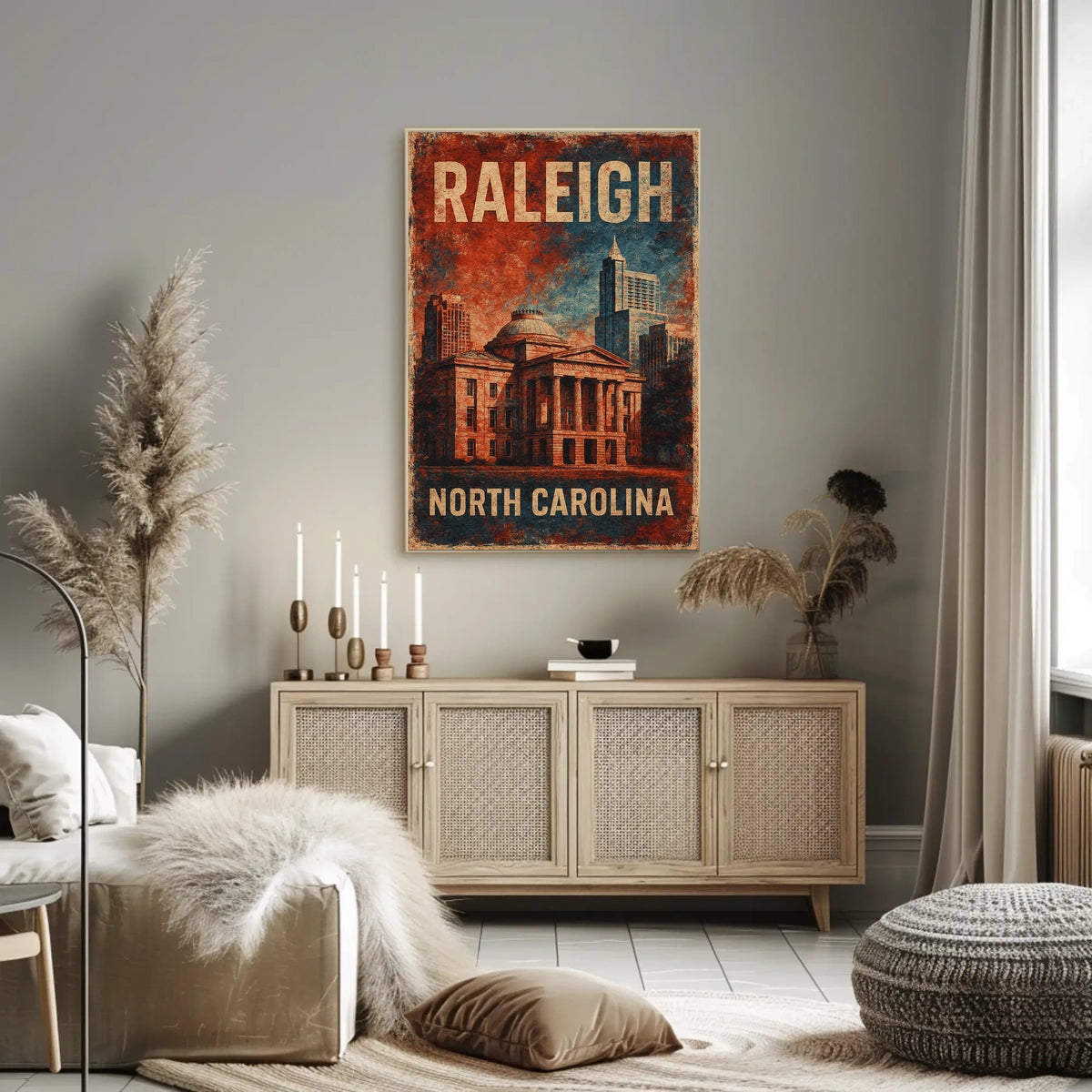 Raleigh North Carolina Skyline Minimalist Urban Poster