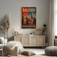 Raleigh North Carolina Skyline Minimalist Urban Poster