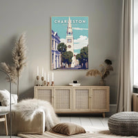Charleston Clock Tower Vintage Travel Poster