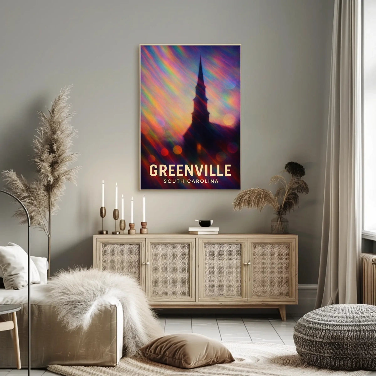 Greenville Skyline Digital Painting Wanderlust Poster