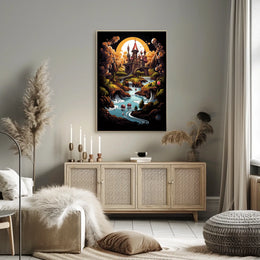 Enchanted Castle in Dreamlike Landscape Fantasy or Mythology Poster