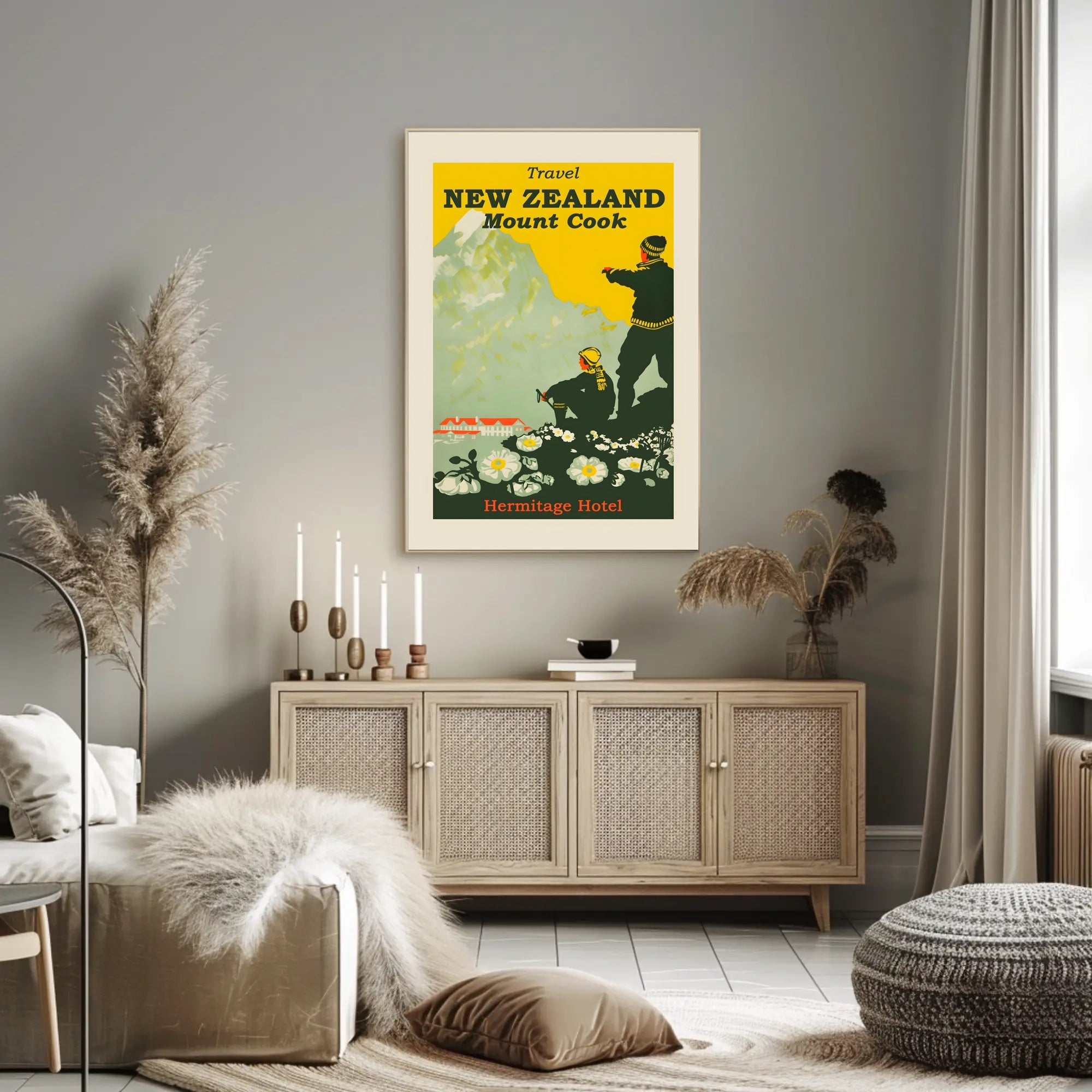 Mount Cook Adventure Exploration New Zealand Travel Poster