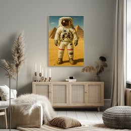 Astronaut at Pyramids Futuristic Sci-Fi Poster