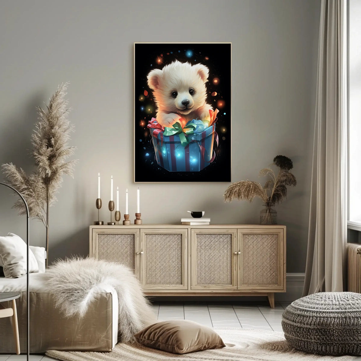 Adorable Surprise Gift Box Bear Poster