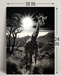Moonlit Giraffe In The Savanna Poster