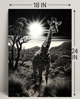 Moonlit Giraffe In The Savanna Poster