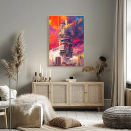 Futuristic Cityscape Art Deco Style Poster