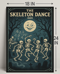 Dancing Skeletons Vintage Halloween Pop Culture Poster