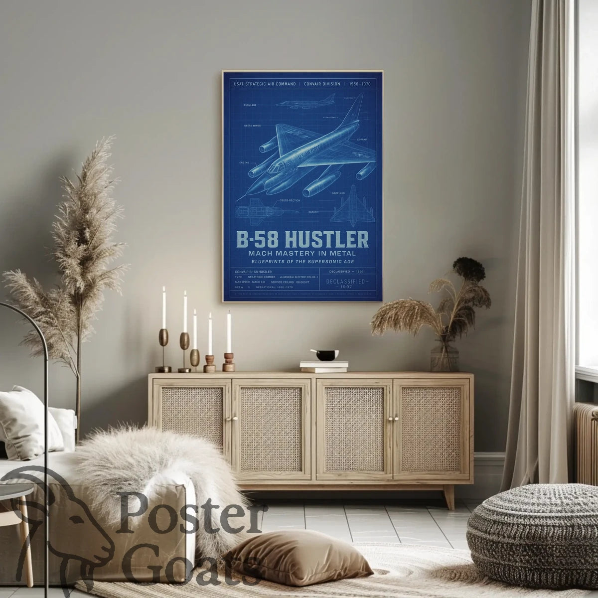 B-58 Hustler Supersonic Bomber Military Aviation Poster