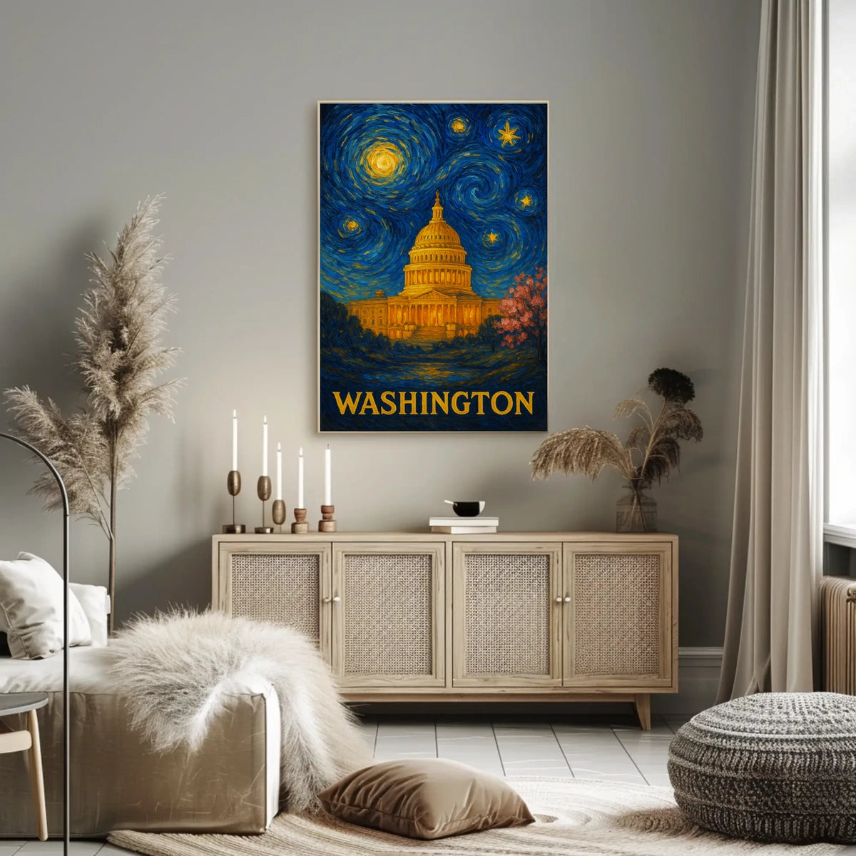 Washington Starry Night Capitol Poster