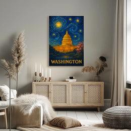 Washington Starry Night Capitol Poster