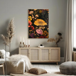 Botanical Mushroom Illustration Educational or Infographic Poster