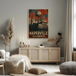 Naperville Vintage Cityscape Steampunk Heritage Poster