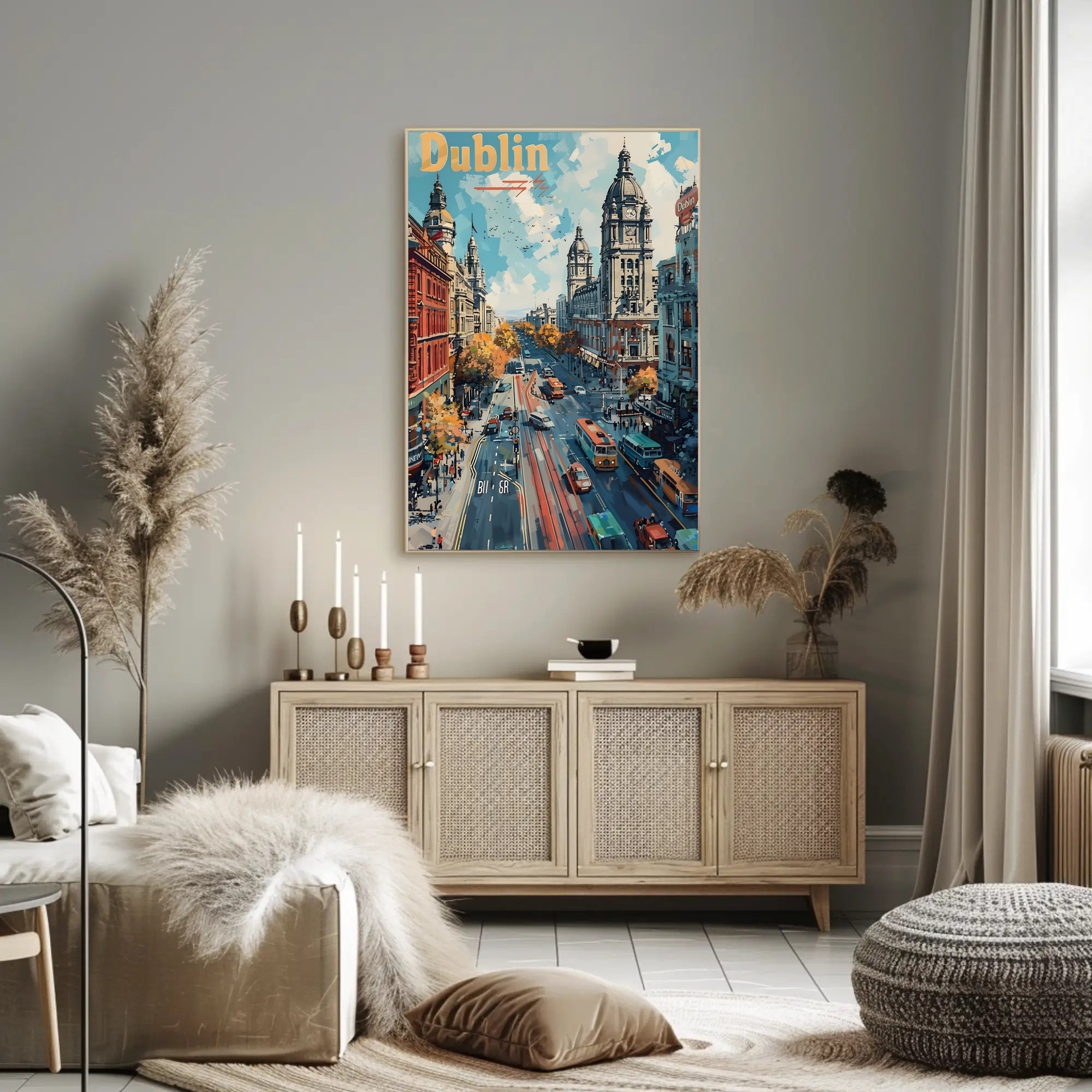 Dublin Cityscape Vibrant Architecture Travel Poster