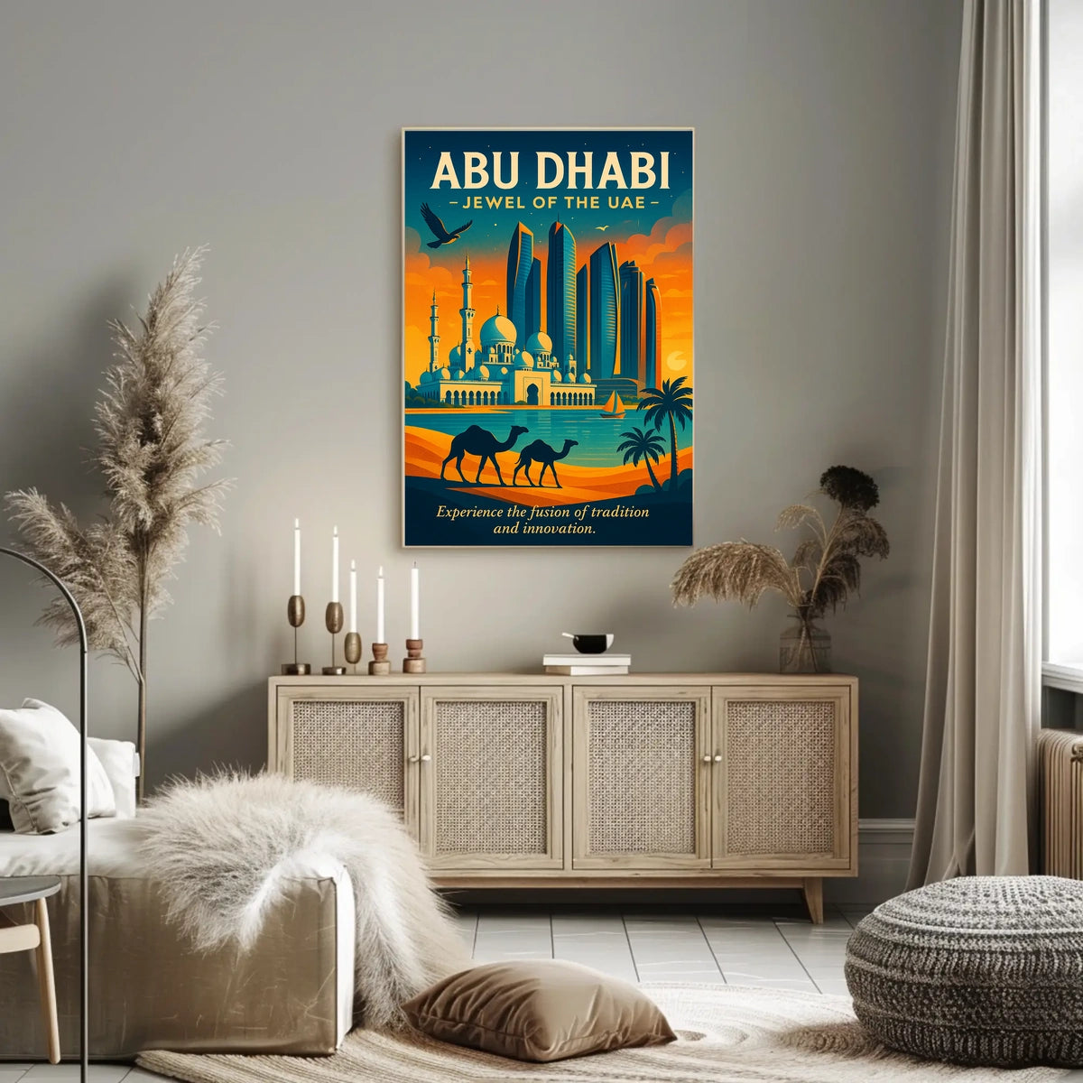 Abu Dhabi Skyline A Vibrant City Fusion Travel Poster