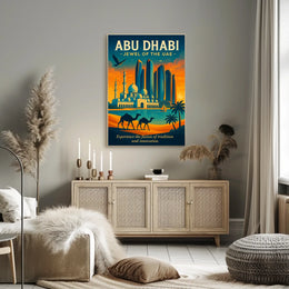 Abu Dhabi Skyline A Vibrant City Fusion Travel Poster
