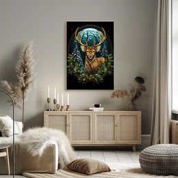 Majestic Winter Stag Poster
