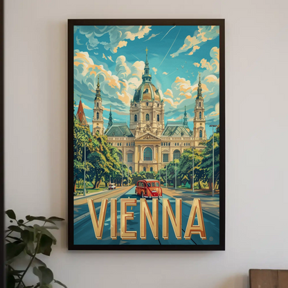 Vienna Austria Grand Palace Domes Road Travel Poster