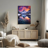 Serene Snowy Mountain Landscape at Sunset - National Park Poster