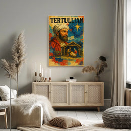 Tertullian Bearded Man with Nativity Scene Cultural Poster