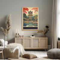 Tranquil Pagoda Reflections Poster
