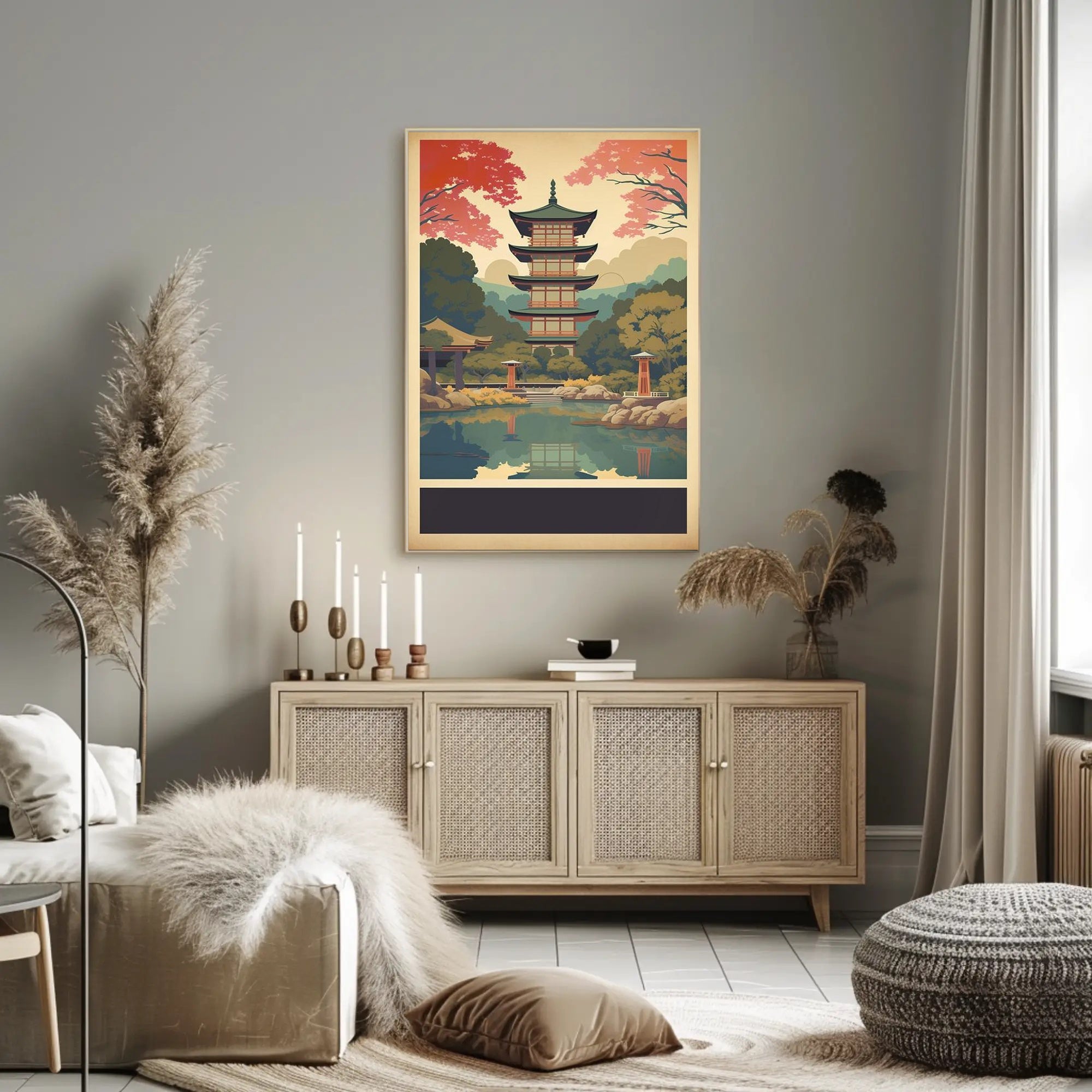 Tranquil Pagoda Reflections Poster