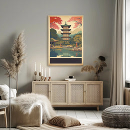 Tranquil Pagoda Reflections Poster